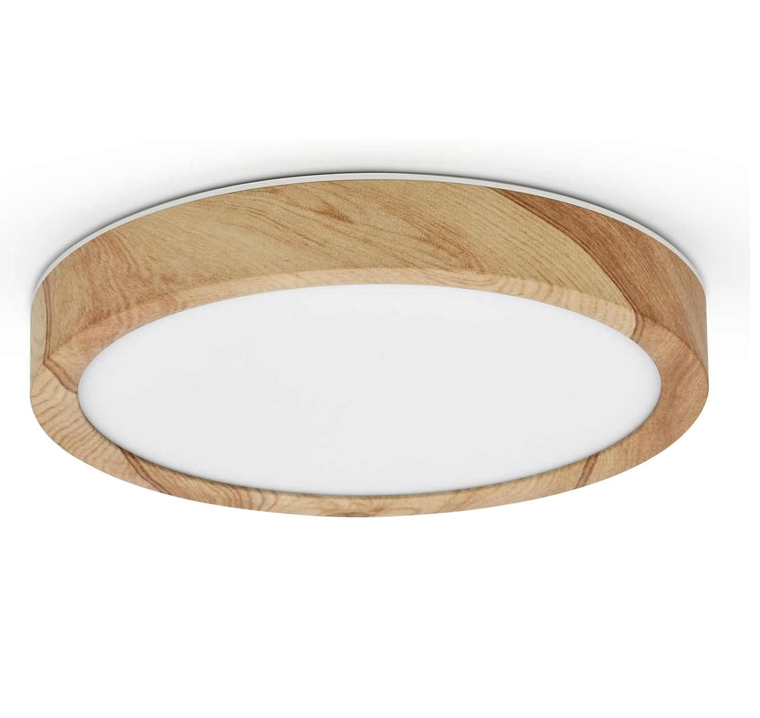 LED Ceiling Light, 12W Wood Grain Flat Small Round Nordic Flush Ceiling Light for Bedroom Living Room Kitchen Bathroom Lights