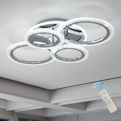 Modern 4-Ring LED Ceiling Light 58W Dimmable with Remote
