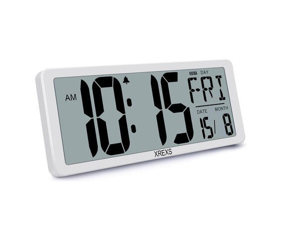 Extra Large LCD Digital Wall Clock with Date, Temperature & Easy Read Display
