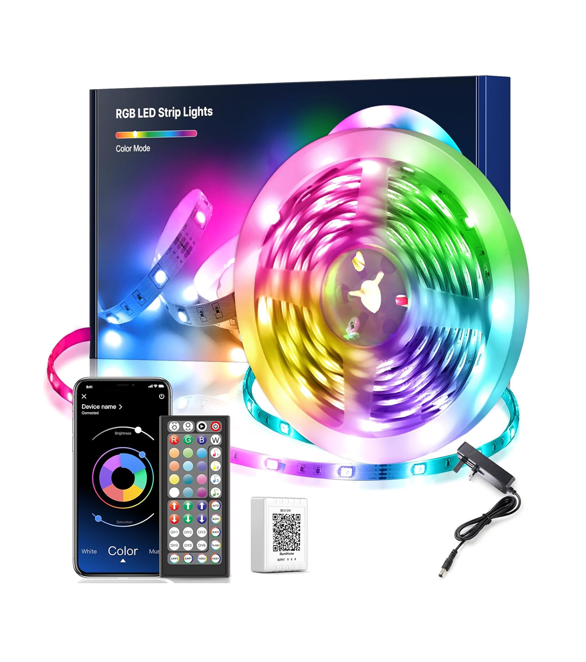 10M RGB LED Strip Lights, Music Sync, Remote & App