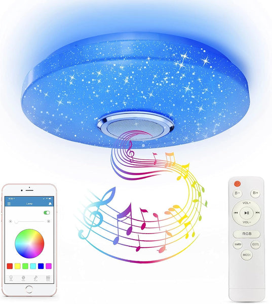 36W RGB LED Ceiling Light with Bluetooth Speaker, Cool/Warm White Color Changing lamp with Remote and App Control