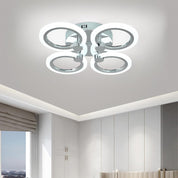 Modern 4-Ring LED Ceiling Light, Chrome, 6500K Daylight