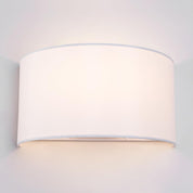 E27 Wall Light with Switch & White Fabric Shade – Semi-Circle Sconce for Bedroom & Living Room