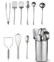 10-Piece Stainless Steel Kitchen Utensil Set – Nonstick, Heat-Resistant Cooking Tools with Holder