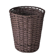 Round Handwoven Wicker Waste Bin – 25cm Brown Rubbish Basket for Home & Office