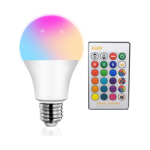 Dimmable RGBW LED Bulb E27 10W - Remote Control, 12 Color Choices, Dual Memory, Mood Lighting