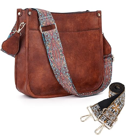 Trendy Crossbody Bags for Women – Vegan Leather Hobo Handbag with 2 Straps