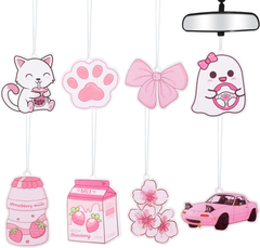 8PCS Cute Pink Car Air Fresheners – Hanging Scented Ornaments for Car & Home Décor