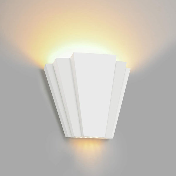 LIVING Art Deco, Plaster Up/Down White Paintable Wall Light G9 Socket, Ideal for Living Room, Kitchen, Bedroom, Hallway, Hotel