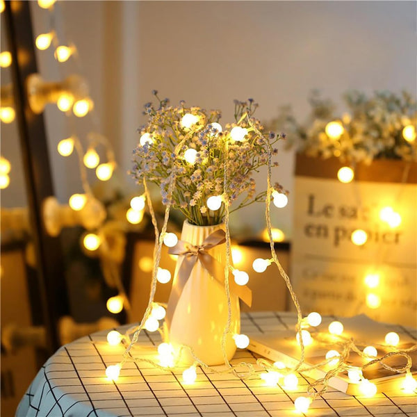 15M/49ft 100 LED Globe String Lights - USB/Battery Powered, 8 Modes, Remote & Timer, Christmas Home Decor