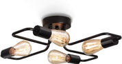 Vintage 4-Light Black Rustic Semi-Flush Ceiling Chandelier