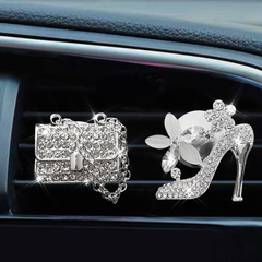 2 Pack Bling Car Air Vent Clip Diffusers – Crystal Rhinestone Fresheners for Women