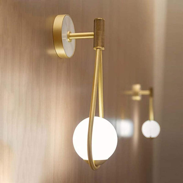 Nordic Golden Wall Lamp with Glass Shade, E27 Light