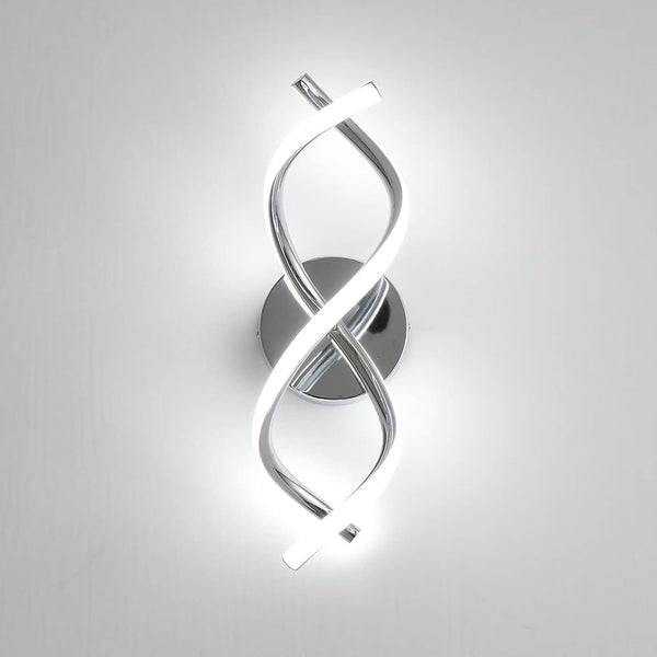 Modern Chrome Spiral LED Wall Lamp – 24W Cool White Light