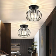 Small Crystal Ceiling Light – 2 Pack Black Metal Semi Flush Mount Chandelier