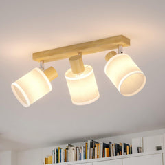 3-Way Kitchen Ceiling Spotlight with Adjustable Wooden Bar