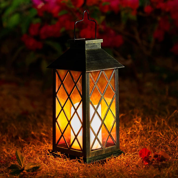 Solar Lanterns for The Garden – Moroccan-Style Flickering Outdoor Lights, Auto On/Off, Waterproof IP44, Warm White LED