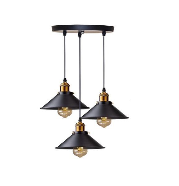 3-Light Vintage Industrial Ceiling Pendant Lamp White