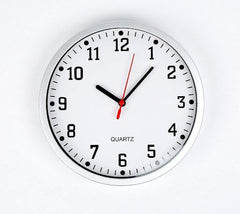 23cm Modern Wall Clock – Large Easy Read Numbers, White Dial & Silver Frame