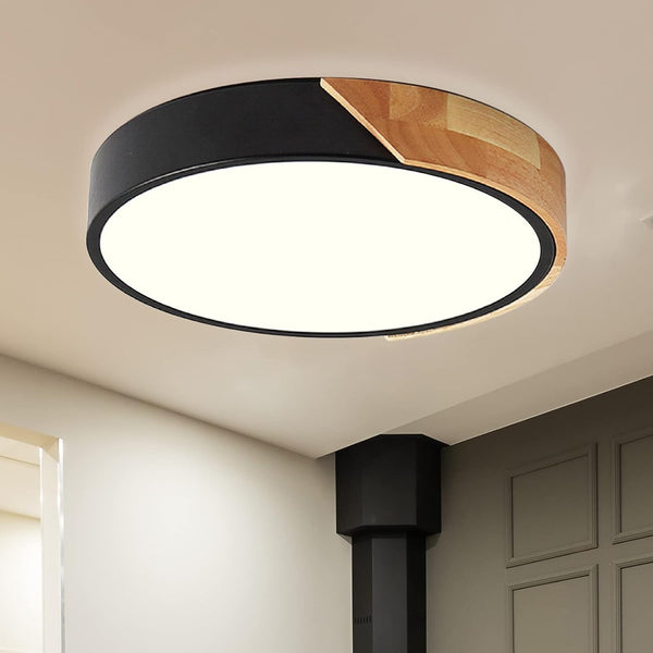 LED Ceiling Light Wood 24 W, Neutral Light 4500 K LED Ceiling Light, LED Lamps Ceiling Lights for Living Room, Bedroom, Bathroom, Balcony, Hallway