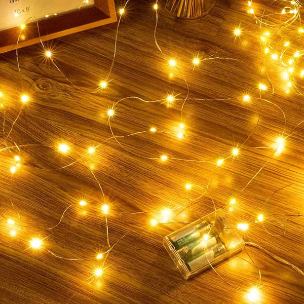 10m 100 LED Copper Fairy Lights – Warm White Battery String Lights