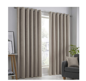 Natural Linen Eyelet Curtains 46x72" – 2 Panel Set, Thermal Drapes for Home