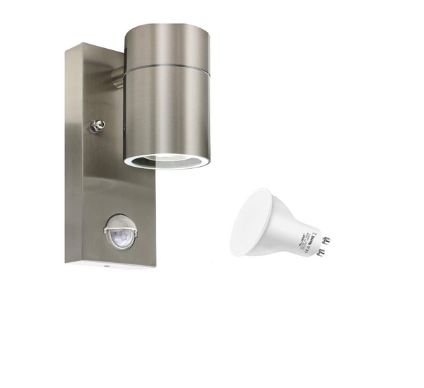 Outside Lights Mains Powered PIR Motion Sensor Security Floodlight Stainless Steel Garden Wall Sconce IP44 Wall Lamp