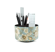 360° Rotating Leather Desk Organizer – Multi-Functional Pen & Remote Holder (Blue Bird)
