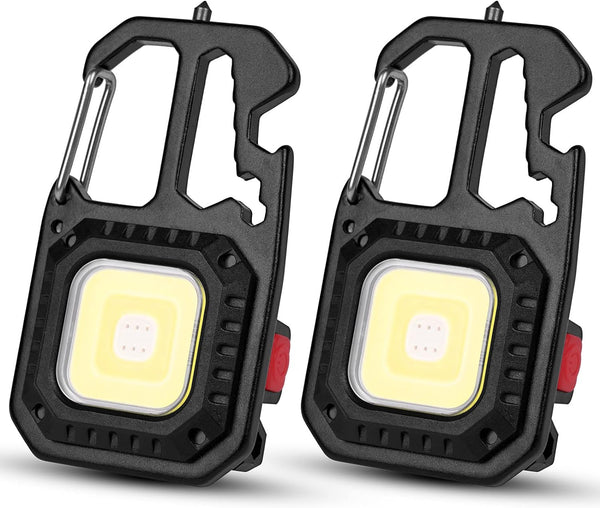 Rechargeable LED Camping Lantern - 800 Lumens COB Keychain Mini Torch, Portable Pocket Light(Pack of 2)