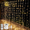 300 LED Curtain Lights – Warm White, 8 Modes