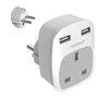 Travel Adapter with 2 USB Ports, Type E/F Grounded Plug for Europe