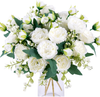 Floweroyal 4 Bunches Artificial White Peony Flowers – Silk Bouquets for Home & Wedding Décor