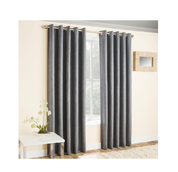 Vogue Grey Silver Eyelet Curtains 46x72" – Thermal Dim Out Noise Reducing Drapes