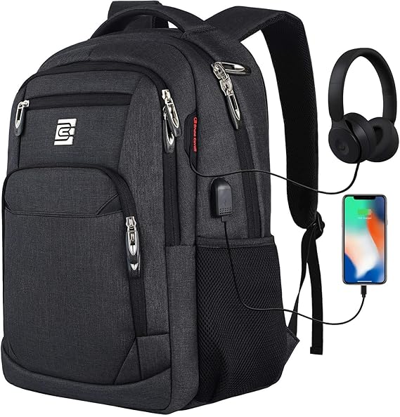 Laptop Backpack – Anti-Theft Business Rucksack with USB & Headphone Port, Travel Bag