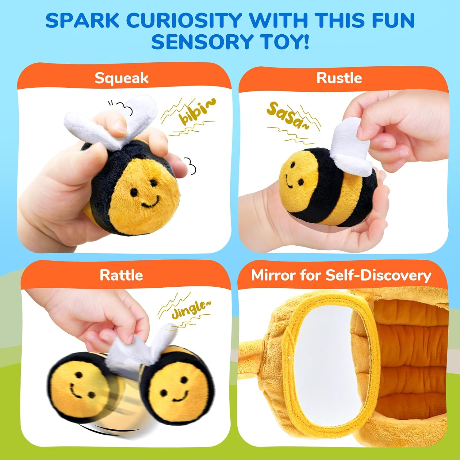 JoyCat Baby Beehive Toy with 5 Sensory Bees – Montessori Gift for Babies 6-12M & Toddlers