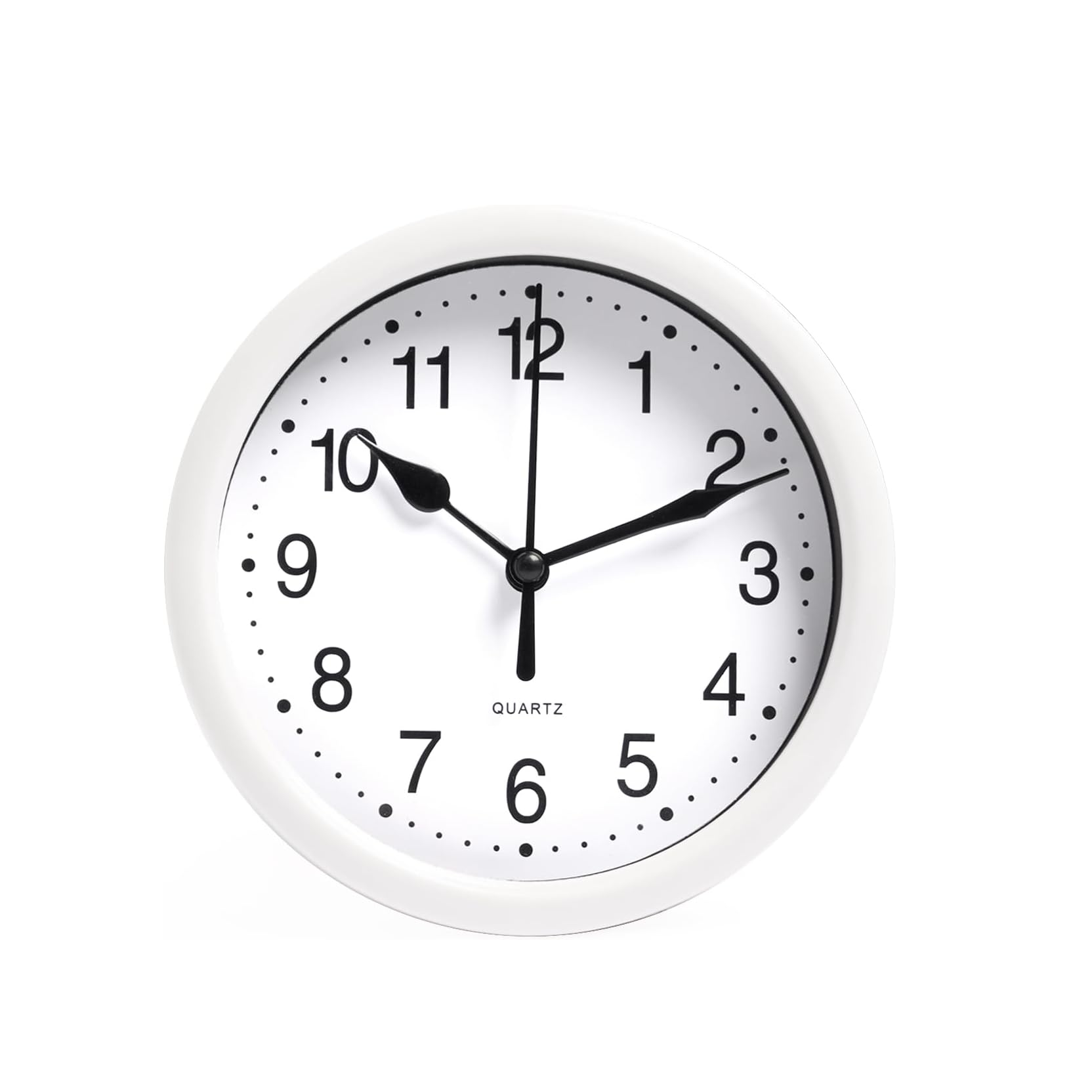 Small Round Modern Wall Clock, Easy Read Large Numbers, Silent Design, White