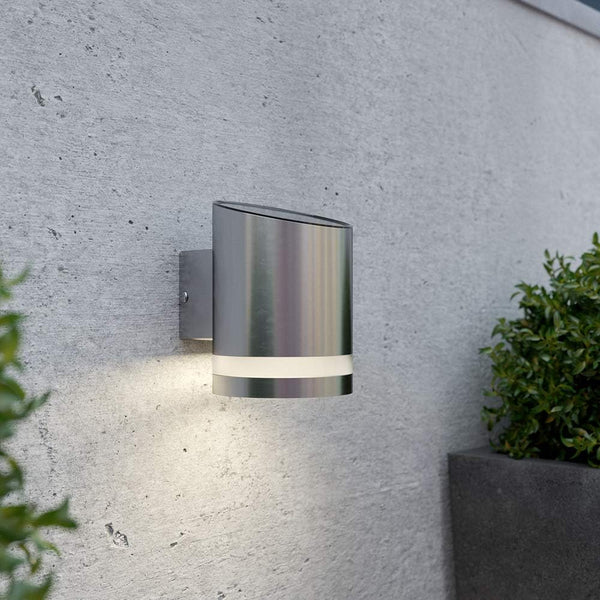 Solar Silver Stainless Steel LED Security Outdoor Wall Light with Motion Sensor Aluminium