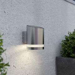 Solar Silver Stainless Steel LED Security Outdoor Wall Light with Motion Sensor Aluminium