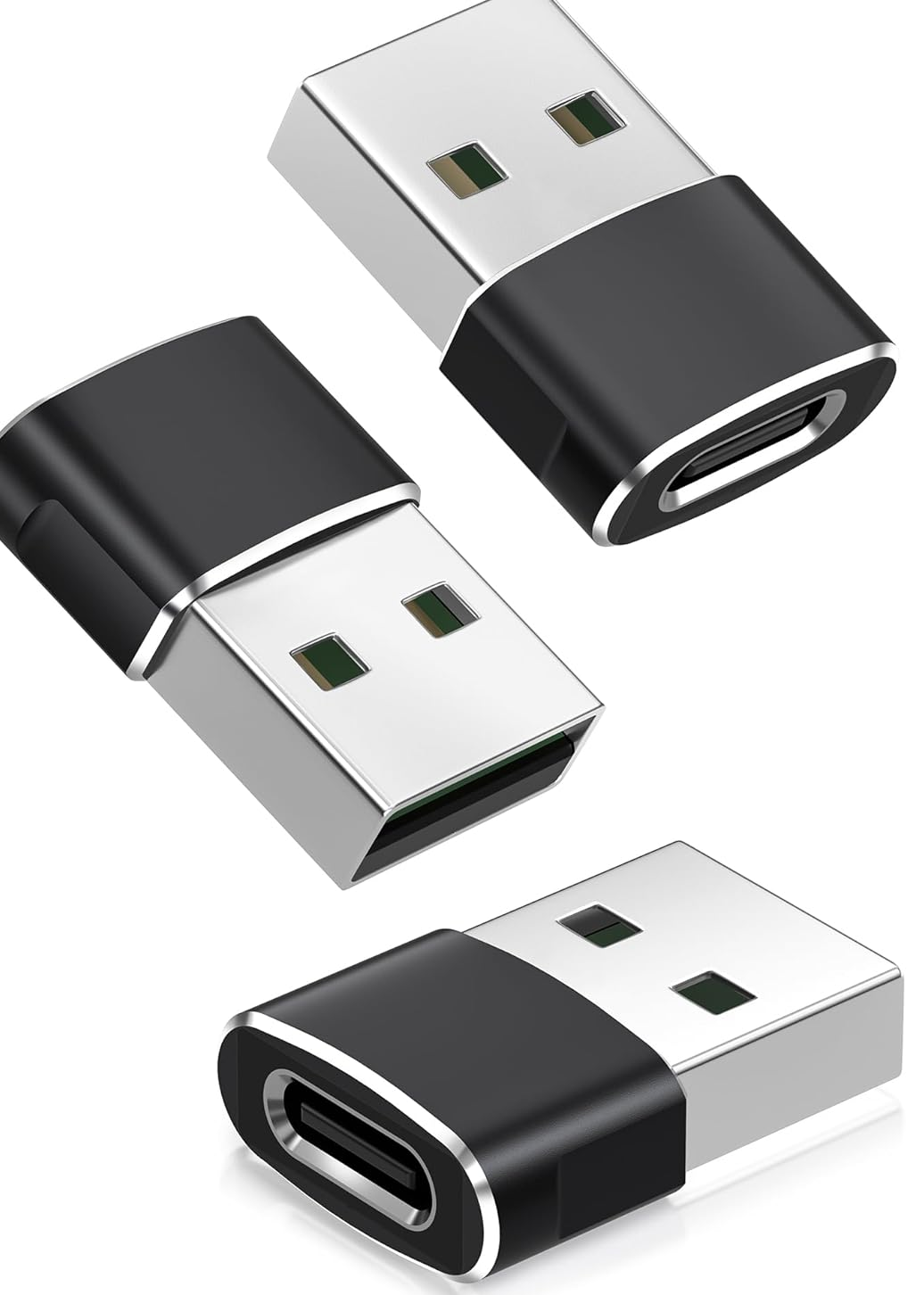 USB to USB-C Adapter 3-Pack – Type-C Female to USB-A Male Converter for iPhone & iPad