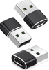 USB to USB-C Adapter 3-Pack – Type-C Female to USB-A Male Converter for iPhone & iPad