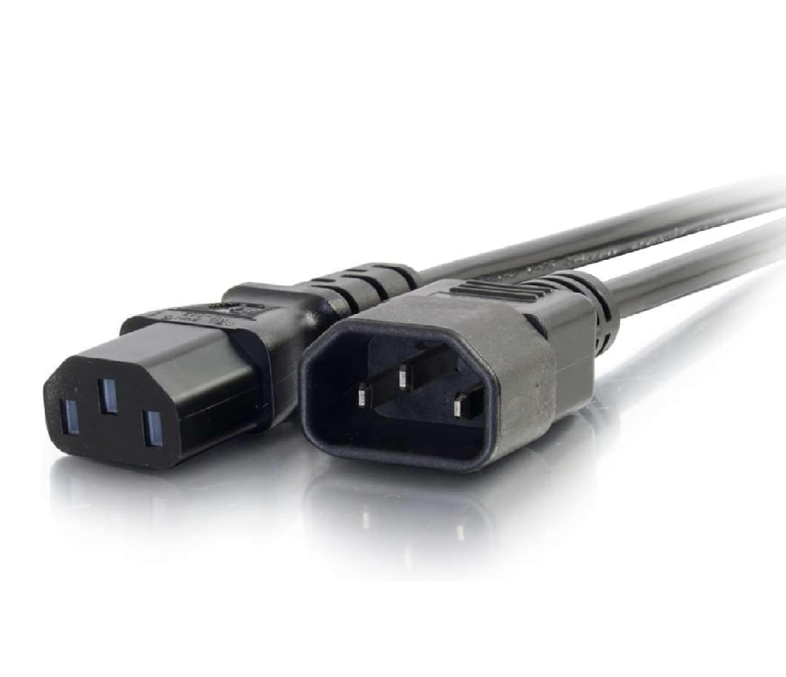 2M Computer Power Extension Cable IEC C13 to C14 – 18 AWG Kettle Lead, Black