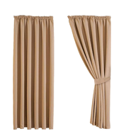 Beige Blackout Curtains 66x90" – Thermal Pencil Pleat Drapes with 2 Tiebacks