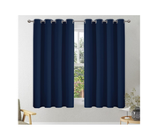 Navy Blue Blackout Curtains W38 x L54 – Eyelet Thermal Insulated 2 Panels, Short Drapes