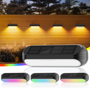 4 Pack Solar Fence Lights – Outdoor Waterproof LED Lights with Warm White & Color-Changing Modes for Deck, Yard & Pathway