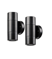 2-Pack Outdoor Wall Lights, Black GU10 Max 7W Downlights, IP44 Waterproof, Mains Powered for Patio, Garden, Balcony, Porch, Garage