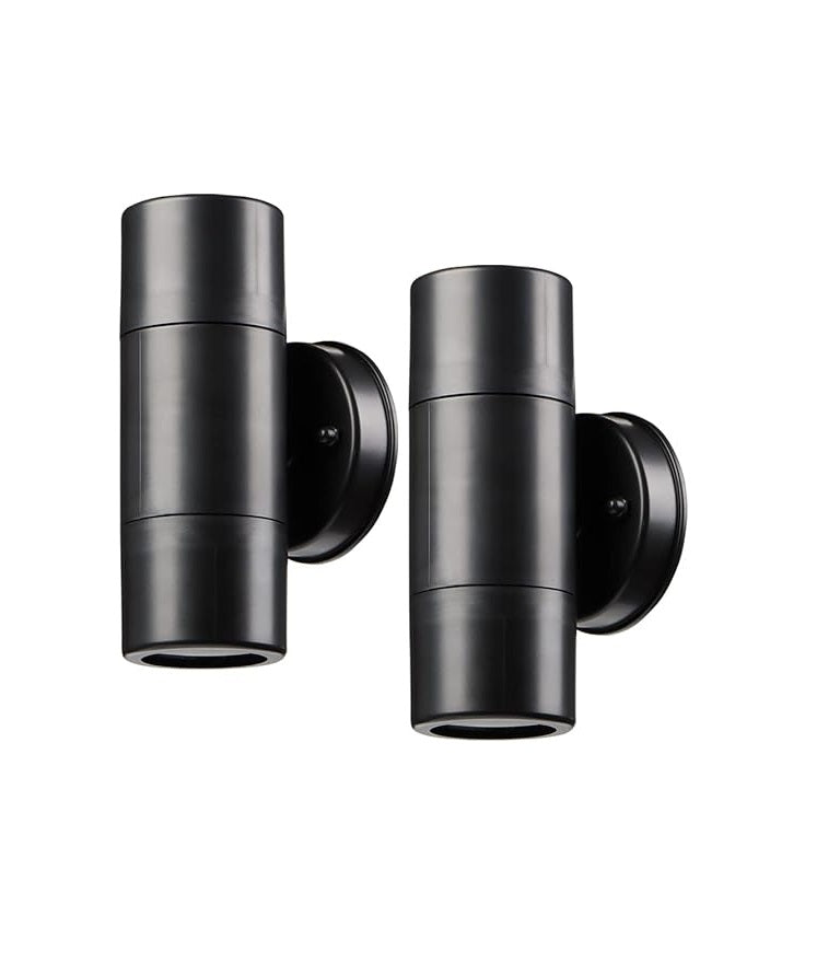 2-Pack Outdoor Wall Lights, Black GU10 Max 7W Downlights, IP44 Waterproof, Mains Powered for Patio, Garden, Balcony, Porch, Garage
