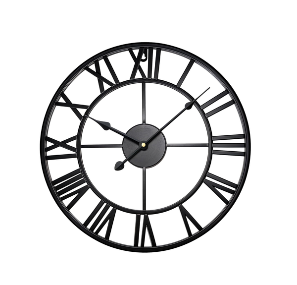 Large Vintage Metal Wall Clock, Silent Non-Ticking Roman Numerals for Home & Garden