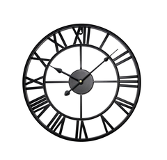 Large Vintage Metal Wall Clock, Silent Non-Ticking Roman Numerals for Home & Garden