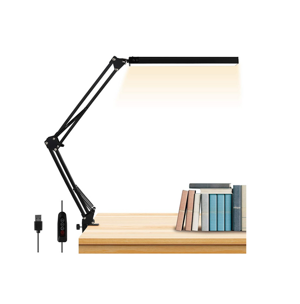 LED Desk Lamp, 14W Metal Swing Arm Desk Lamp with Clamp, Eye-Caring Architect Dimmable LED Desk Lamp, Adjustable Table Light for Study