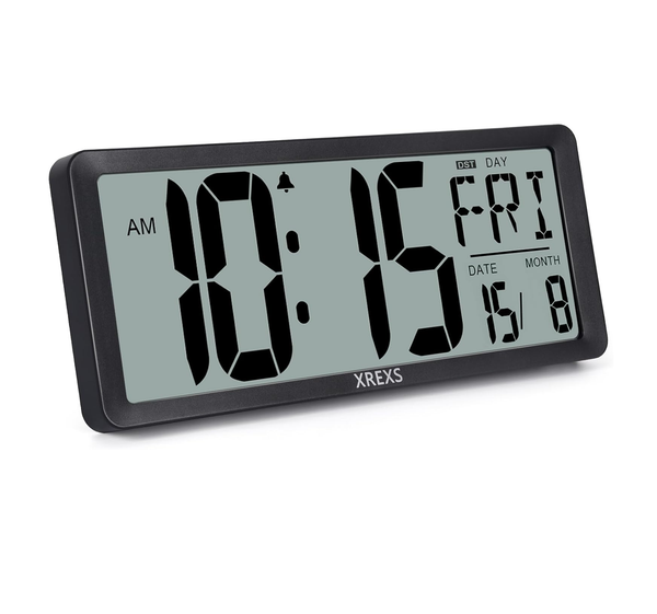 14-Inch Large LCD Digital Wall Clock with Date & Temperature Display (Battery)